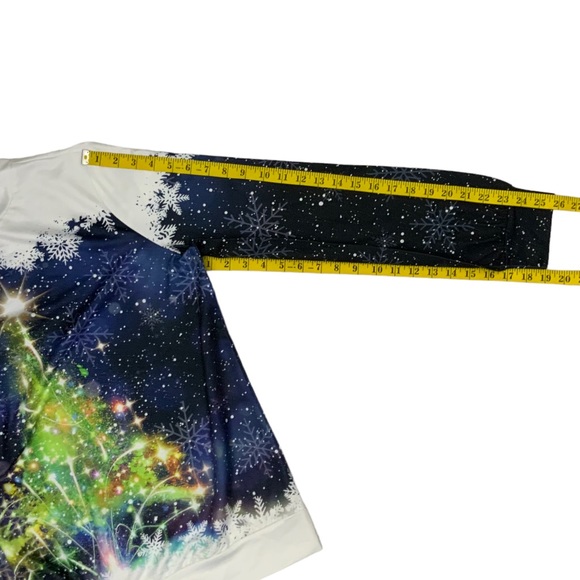 Christmas 3D Print Long Sleeve Sweatshirt Tee Top Cosmic Starry Night Women Med - Picture 13 of 16